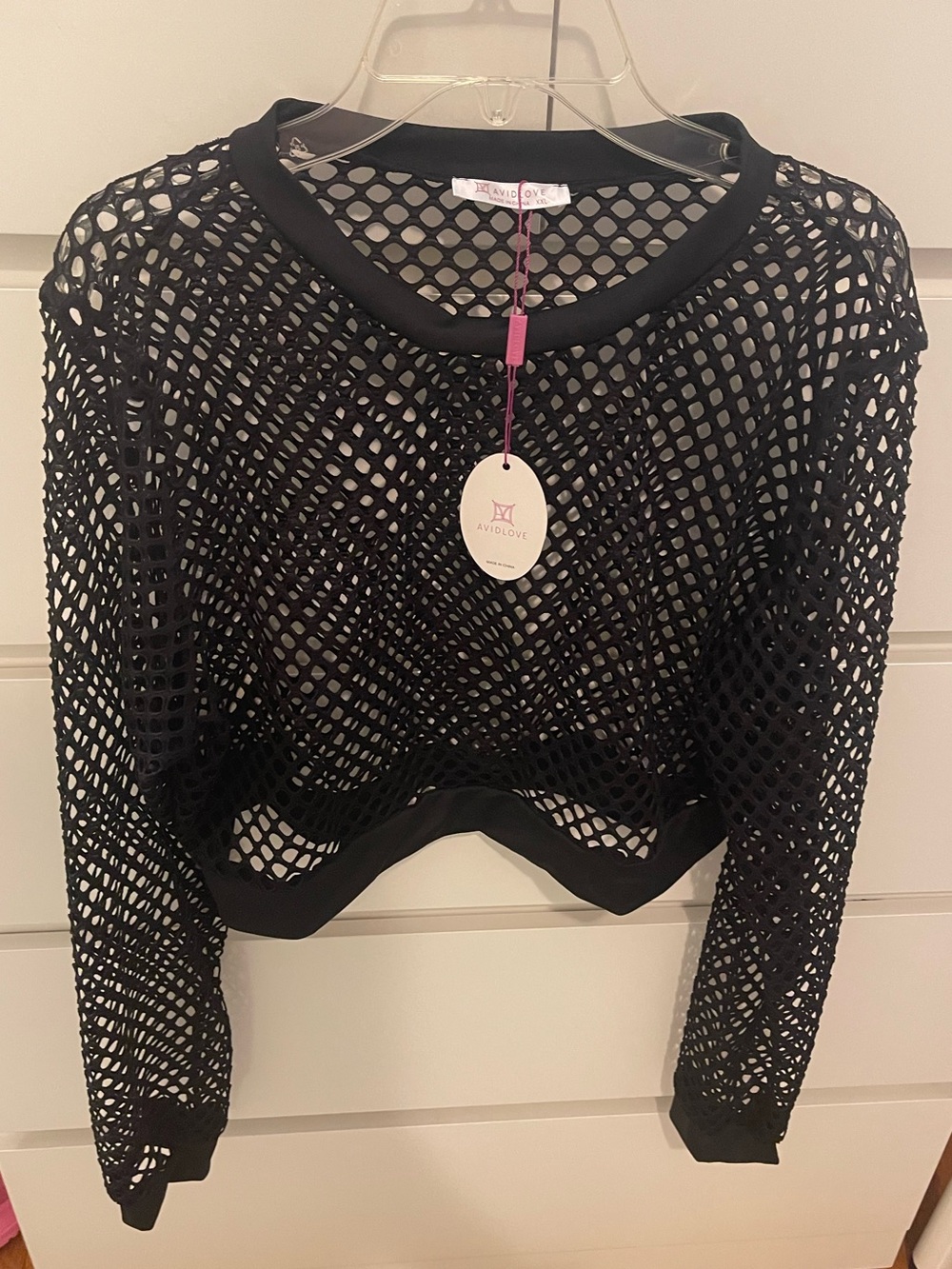 Avidlove Fishnet Crop Top Long Sleeve